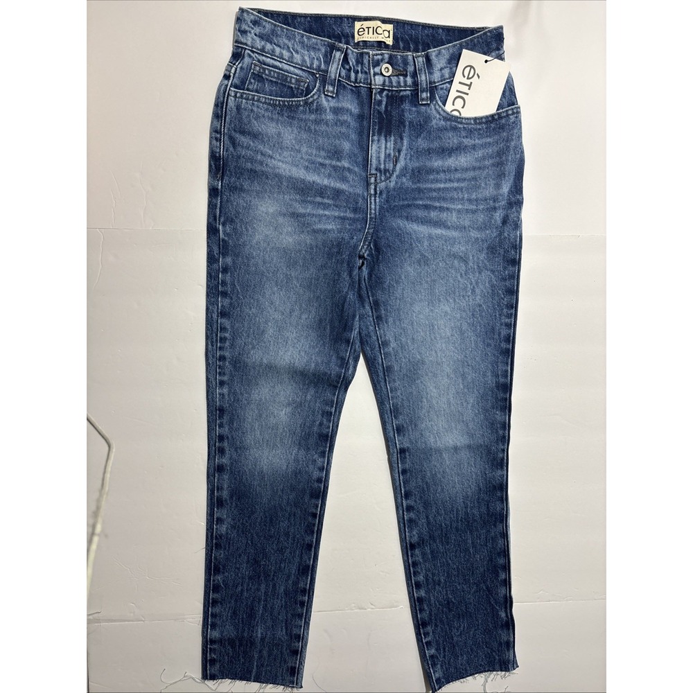 Etica Jeans Womens Size 2 25x24 Blue Denim Mineral Wash Slim Straight Button Fly